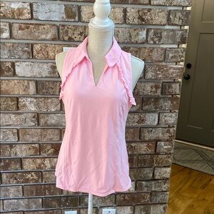 Lily Pulitzer Ruffled Pink Polo Tank Top